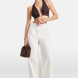 Tala Wide Leg Linen Trousers - Coconut Milk